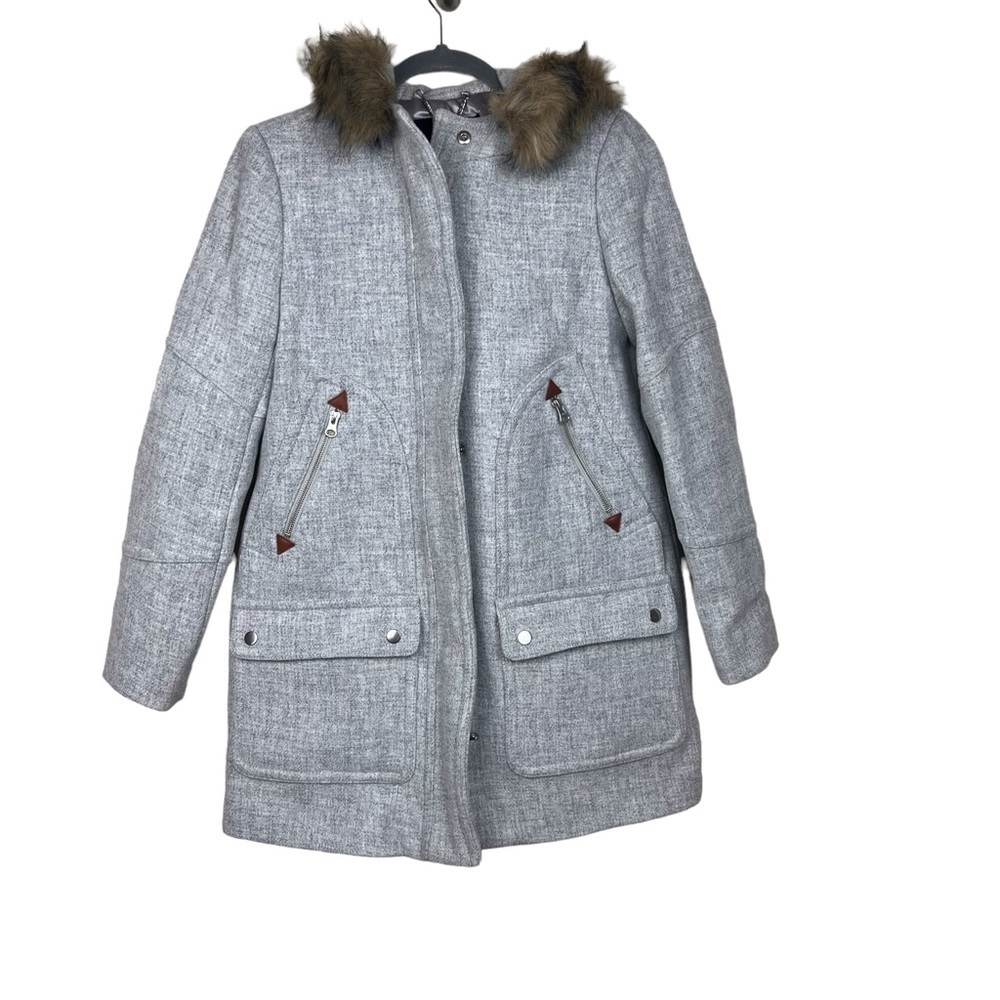 J. Crew Chateau Parka in Italian stadium-cloth wool Gray Coat Size 0 - Picture 6 of 12